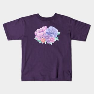 Purple Watercolor Floral Kids T-Shirt